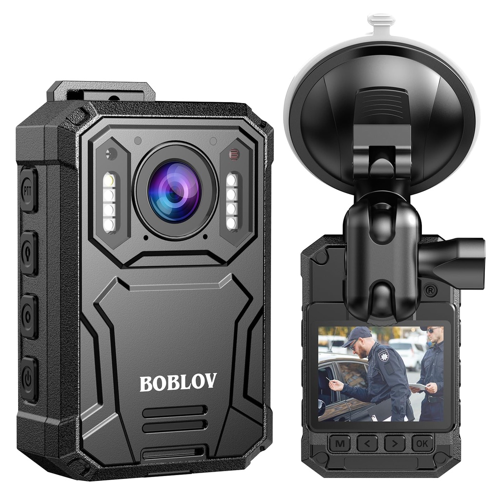 BOBLOV KJ23PRO 2K Wearable Body Camera, Built-in 128GB Bodycam Camera with Sound, Night Vis