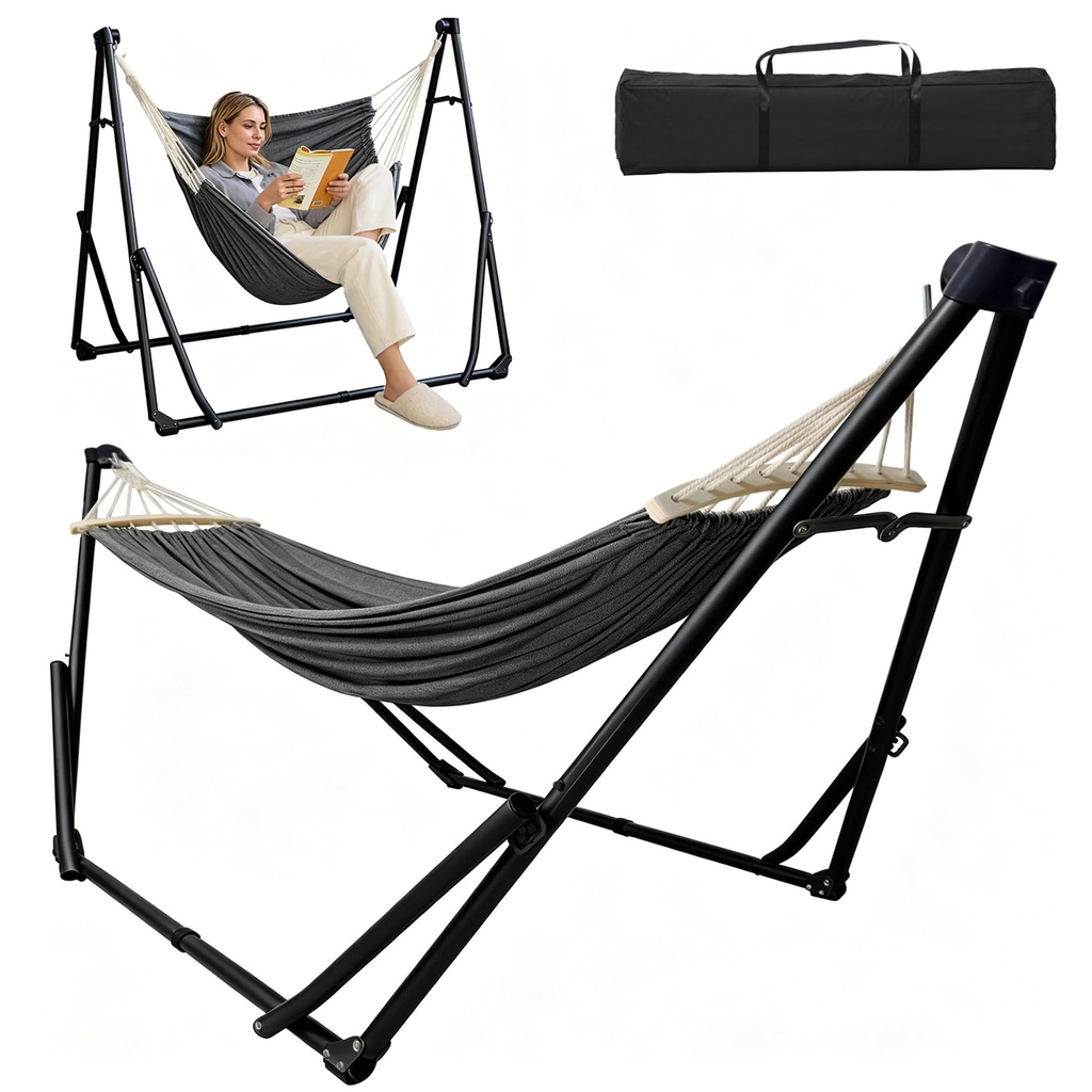 2 in 1 Hammock & Hanging Chair with Foldable Stand, Portable Hammock with Stand Carry Bag,