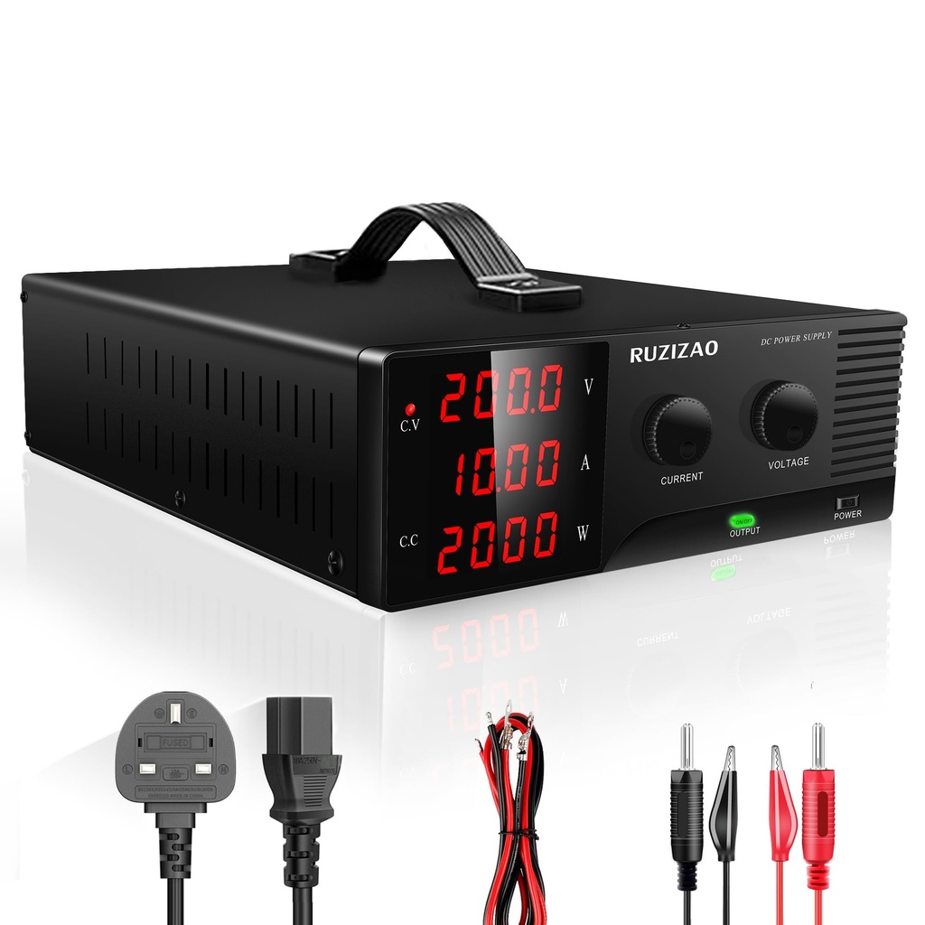 RUZIZAO Bench Power Supply Variable, 200V 10A High Power 2000W DC Power Supply Adjustable w