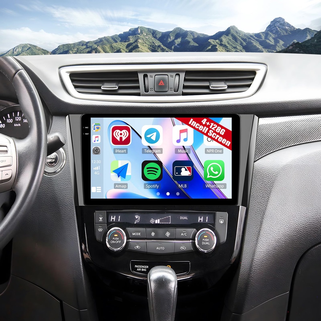 CAMECHO 4G+128GB Car Radio for Nissan Qashqai X-Trail 2014-2018 with Wireless CarPlay Andro