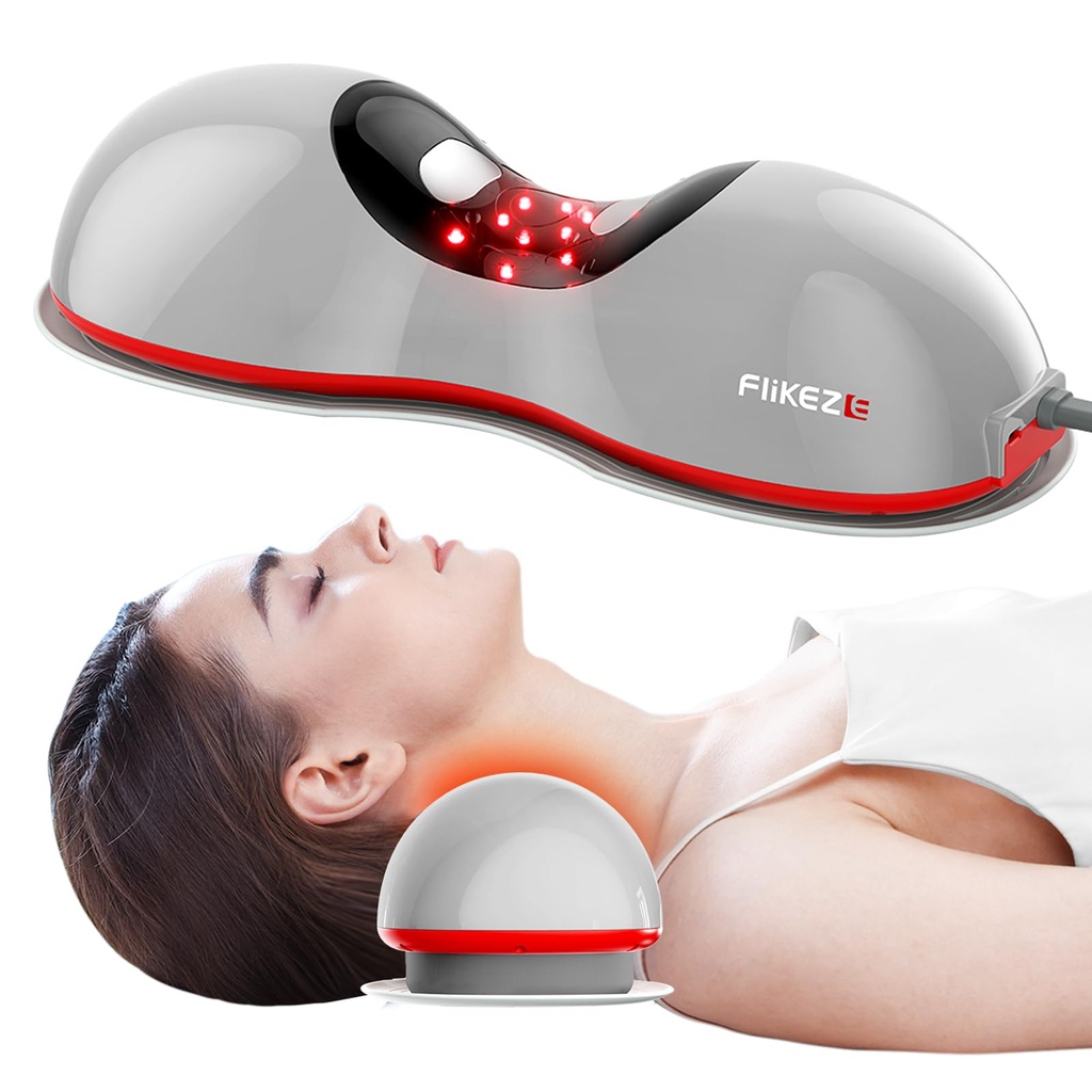 FliKEZE Heated Neck Stretcher & Red Light, Wireless Cervical Care Massager