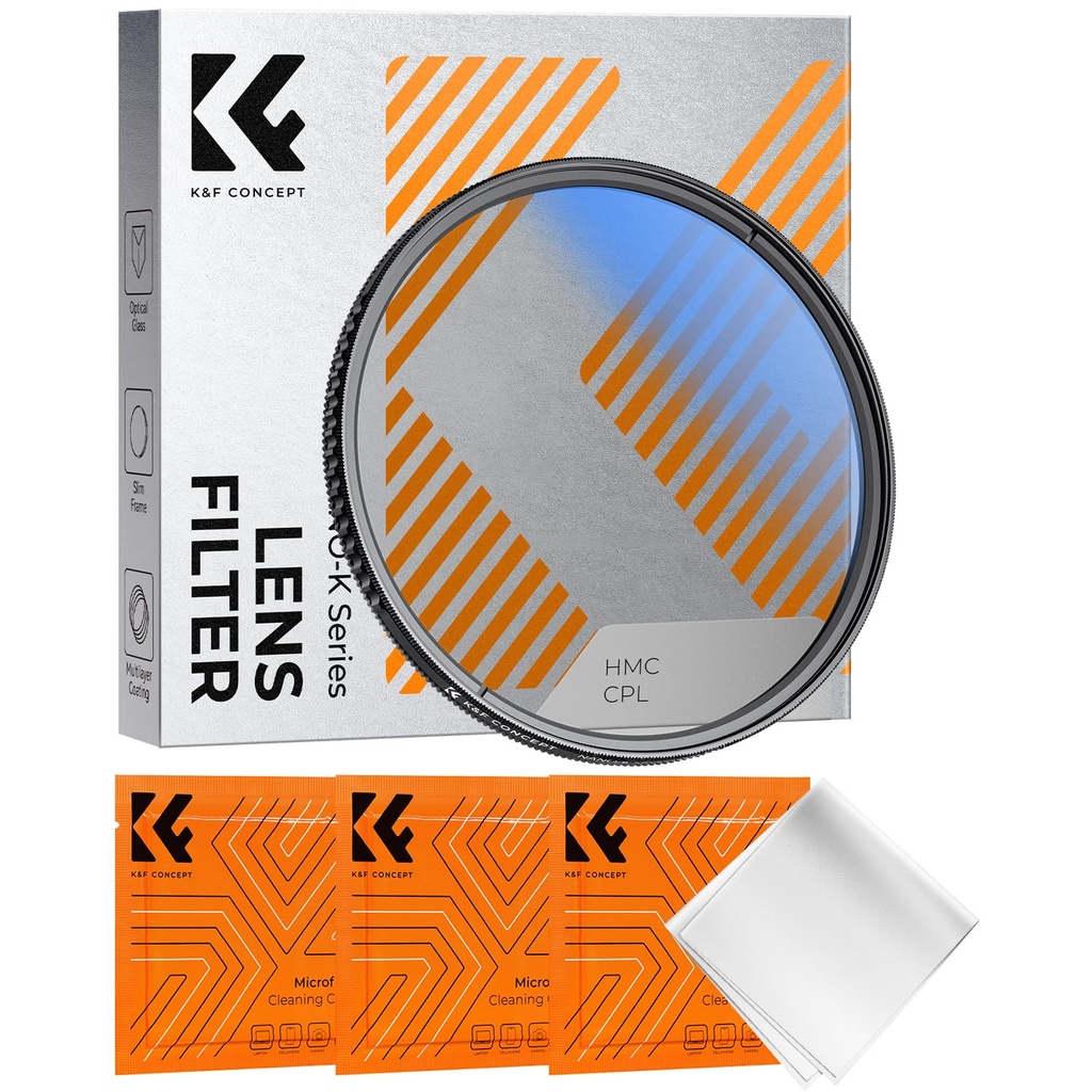 K&F CONCEPT 62mm Polarising Filter CPL Filter with Cleaning Cloth