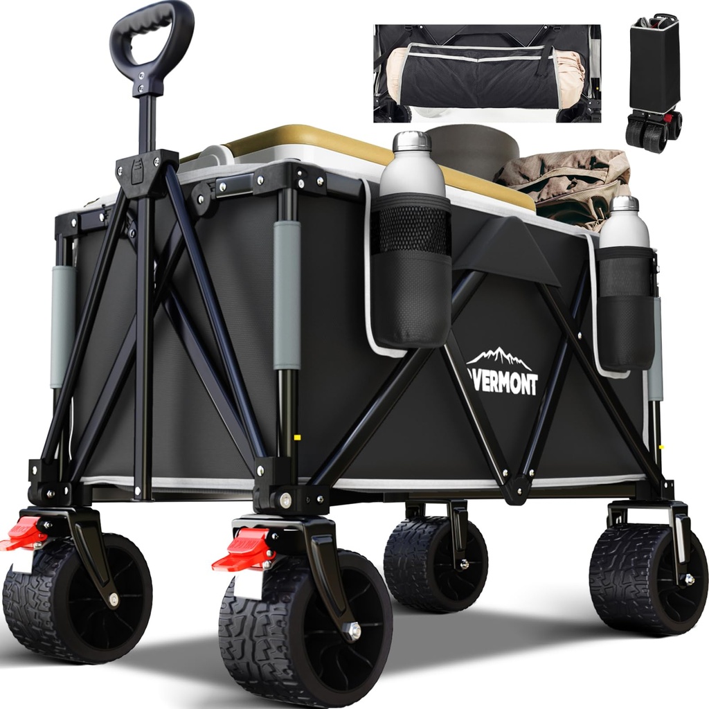 Overmont 150kg Festival Camping Trolley on Wheels Ã”Ã‡Ã´ Heavy Duty Folding Wagon Cart with