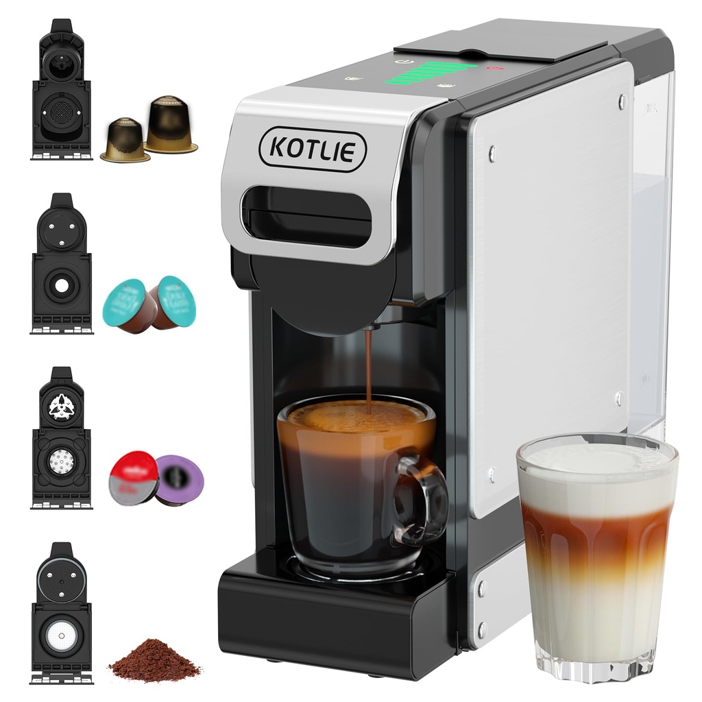 Coffee Pod Machine, 4 in 1 Multi-Capsule Coffee Machine Compatible with Nespresso Original