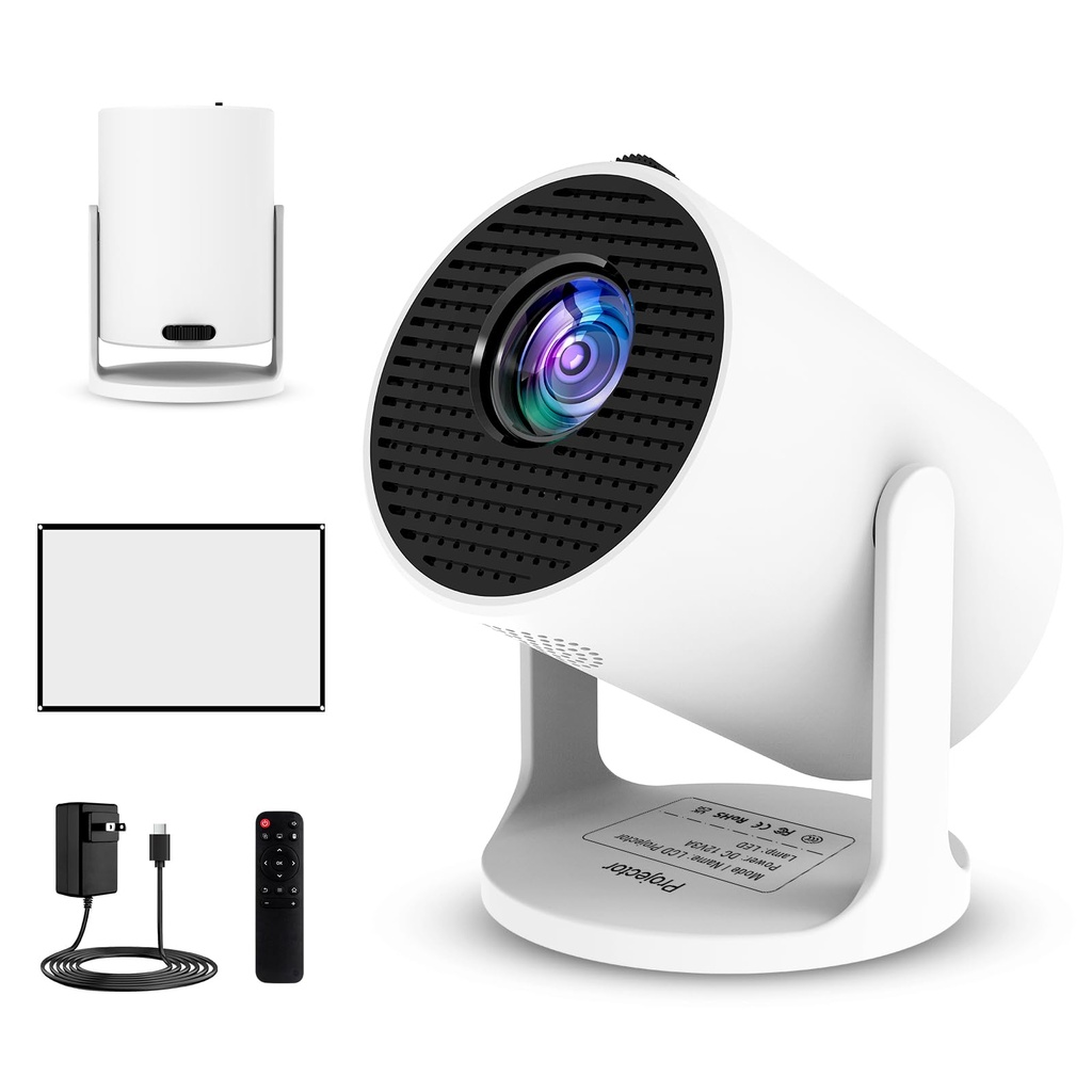 Ultimate 4K Mini Projector with 360° Rotation, Portable Smart Projector for Bedroom 