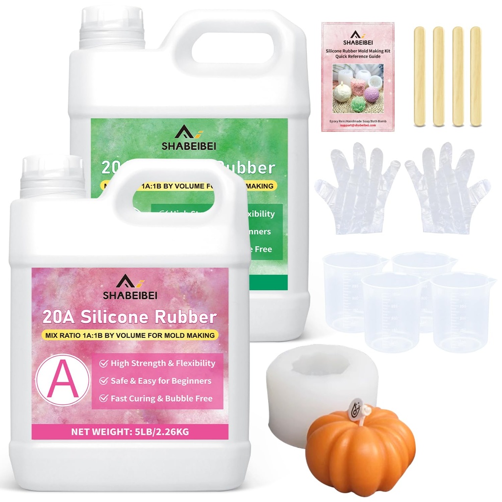 Platinum Silicone Mould Making Kit 20A, 1A:1B Mix Translucent Liquid Silicone Rubber for DI