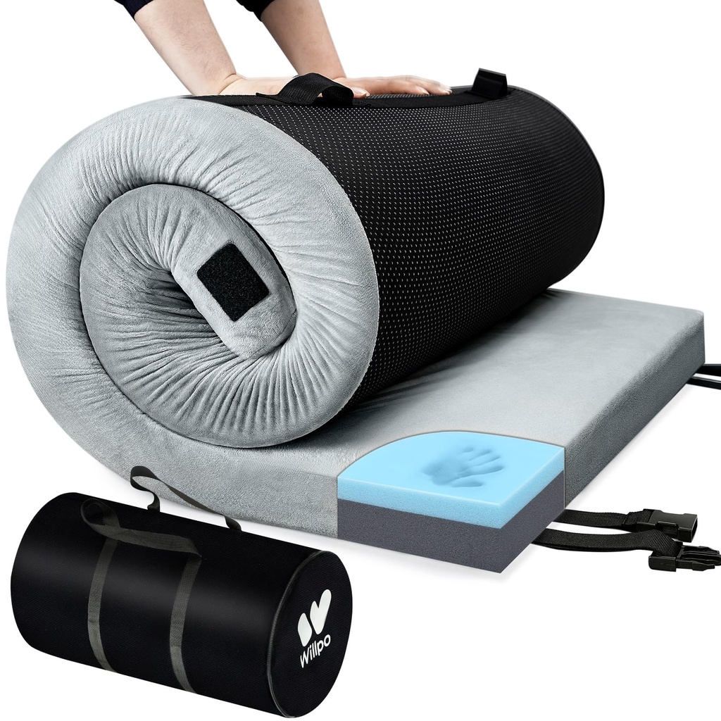 Willpo Memory Foam Camping Mattress with Travel Bag, Lightweight Portable Sleeping Pad 