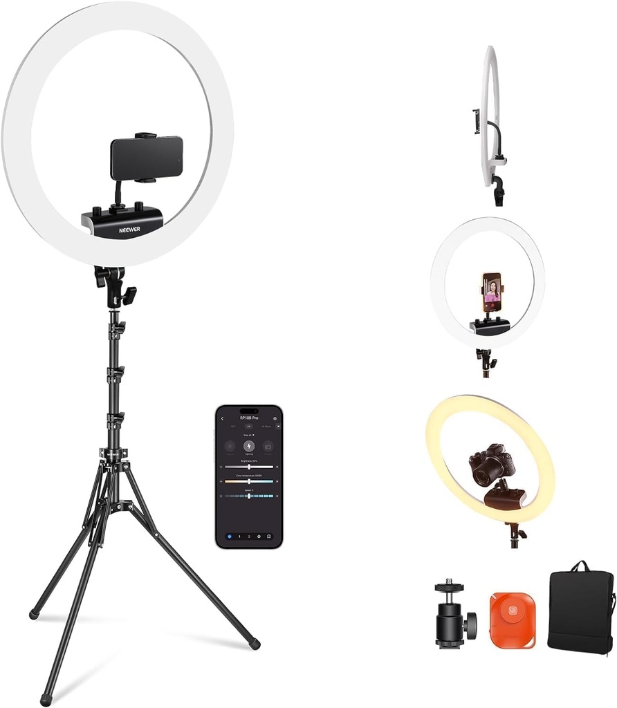 NEEWER 18 inch Ring Light with Tripod Stand and Phone Holder, Ultra Thin Video Ringlight 29