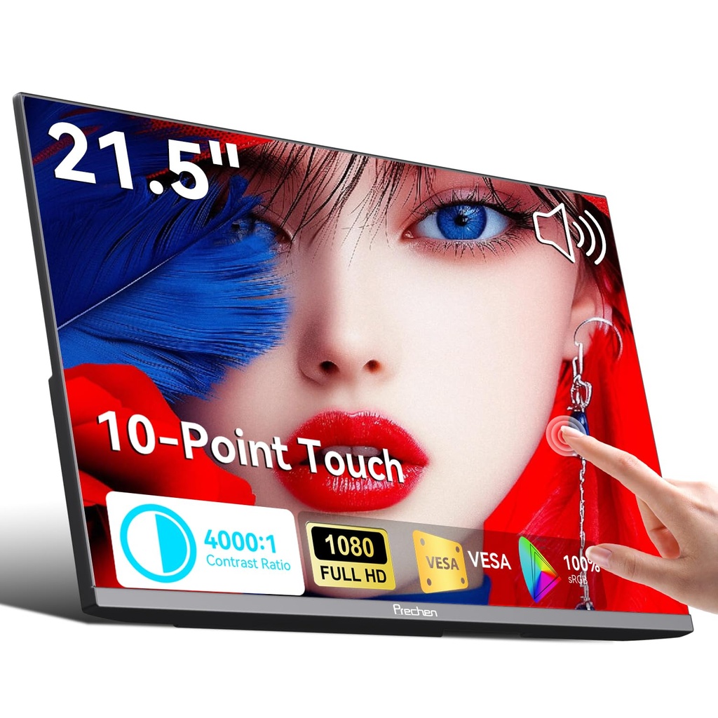 Prechen 21.5 Inch Portable Touchscreen Monitor, 1080P Display PC w/VESA