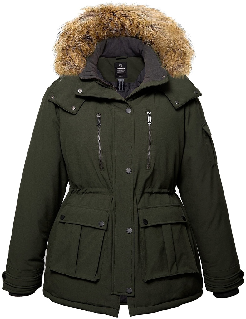 Wantdo Women's Plus Size Winter Puffer Coat Waterproof Parka Green 22