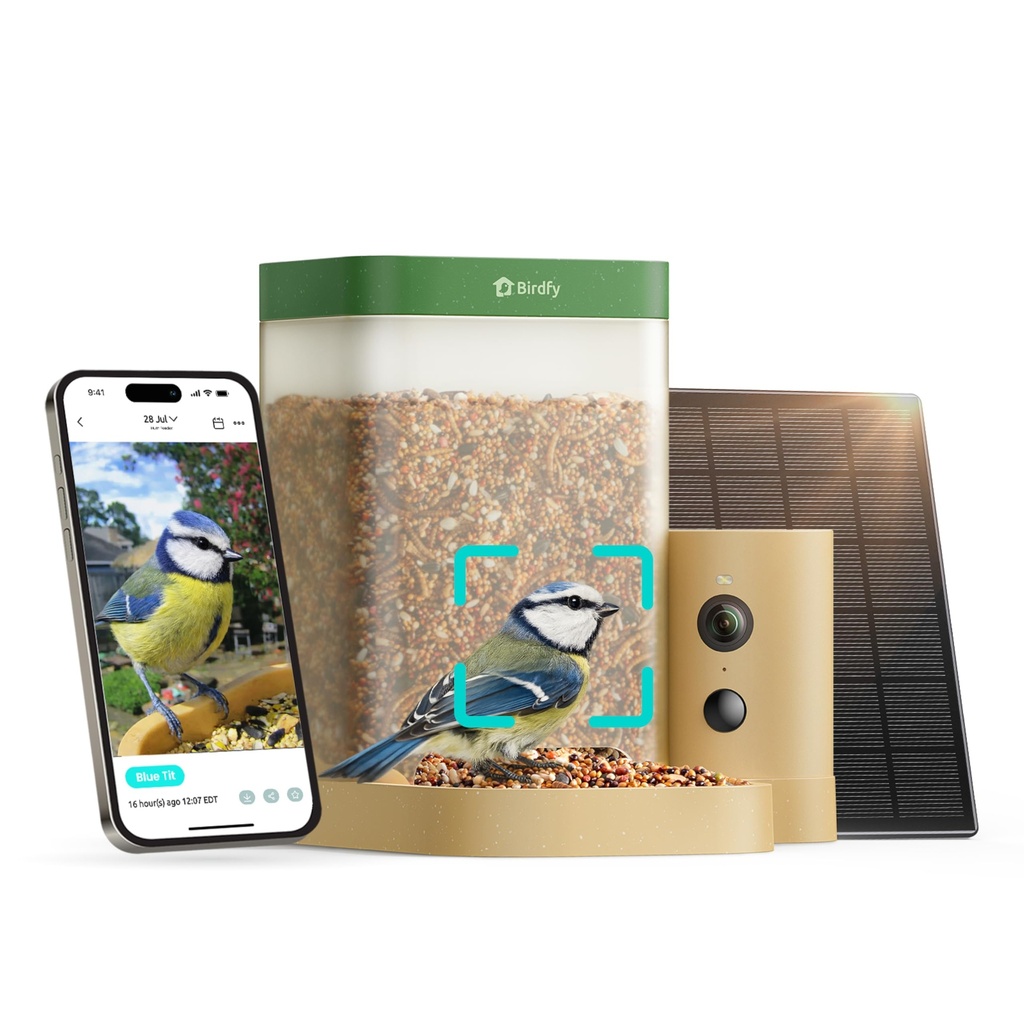 Birdfy Rookie Bird Feeder Camera, Solar Powered Outdoor Bird Feeder with Camera Dual Night
