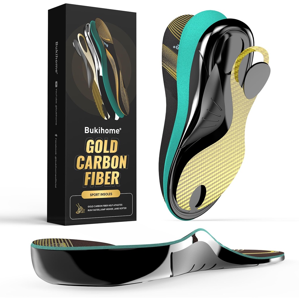 Bukihome Aerospace-Grade Carbon Fiber Insoles - Sports & Daily Use - Lightweight Arch Suppo
