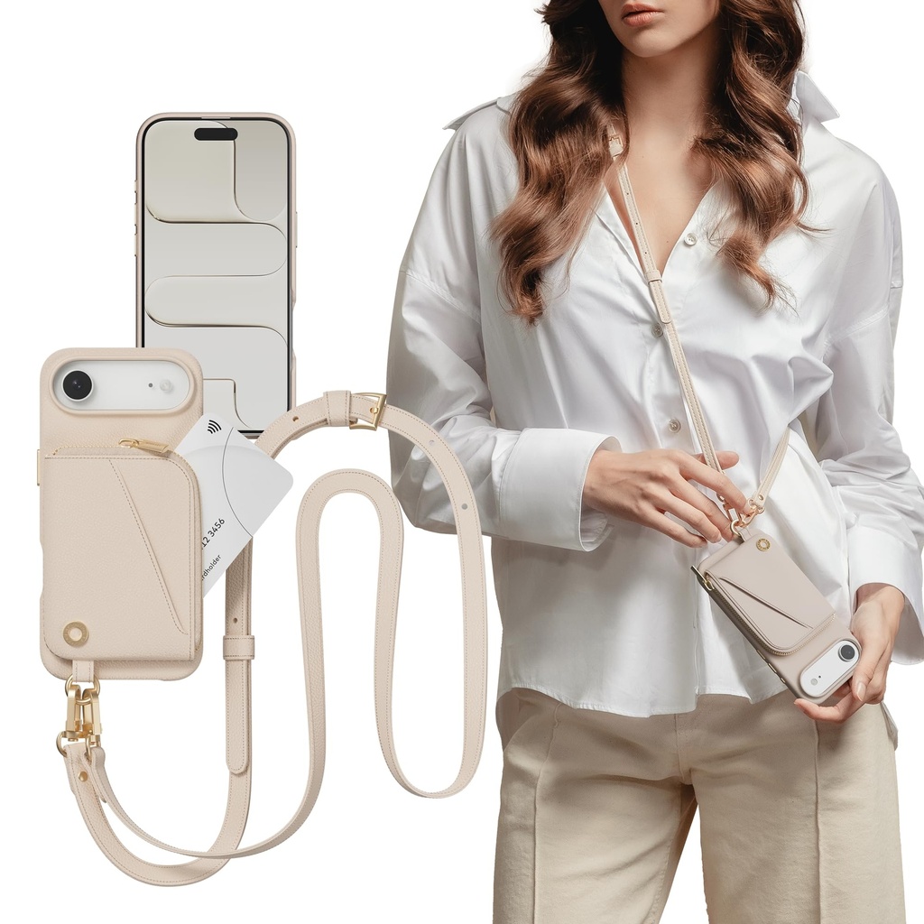 MAGEASY Designed for Phone 17 Air Wallet Case with Crossbody Strap - Coin Purse & Card Slot