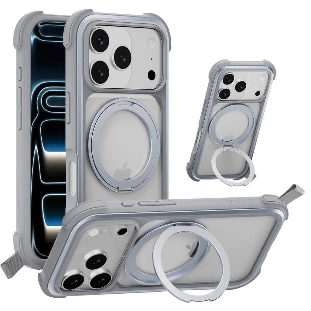 MAGEASY Compatible with iPhone 17 Pro 6.3" Case with 360?? Rotatable Stand - 20ft Ultimate