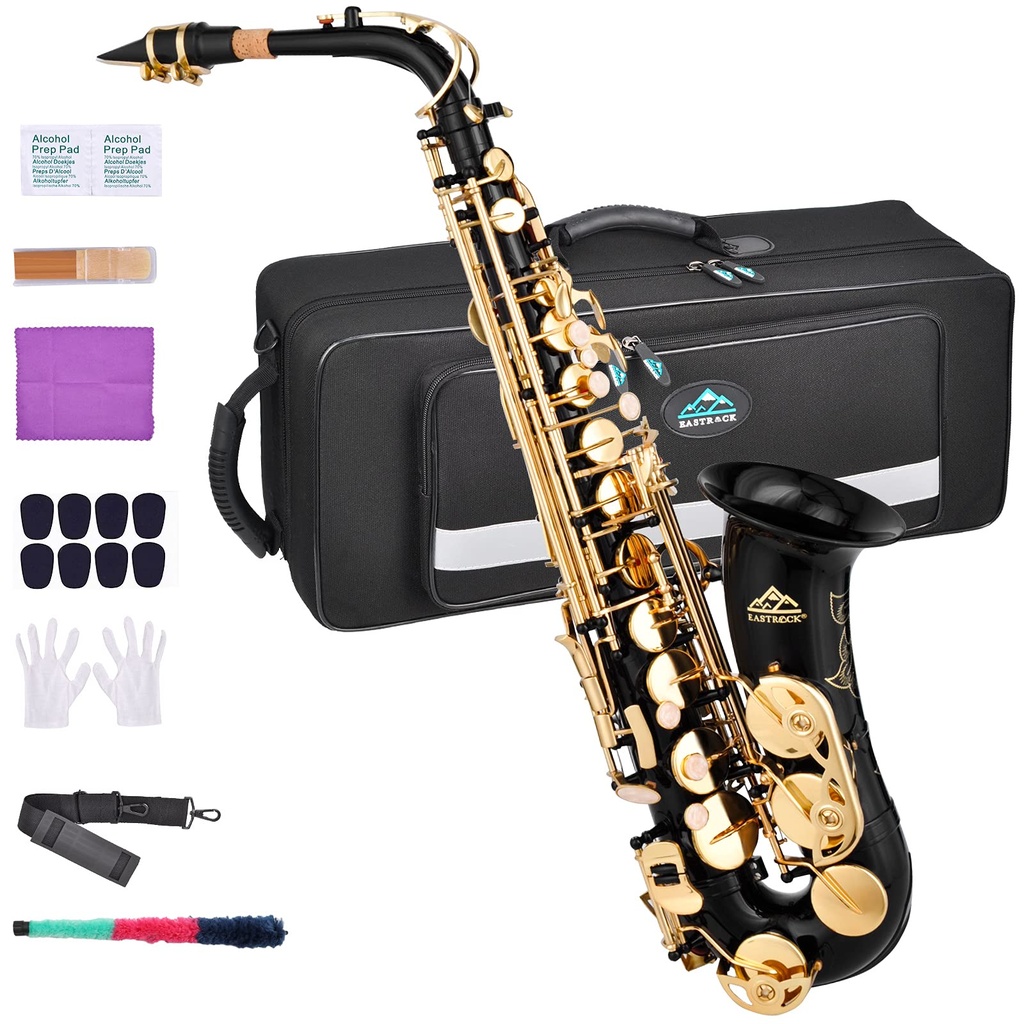 EASTROCK Alto Saxophone for Beginner, E Flat Black Lacquer Alto Saxophone, E Key Sax with H