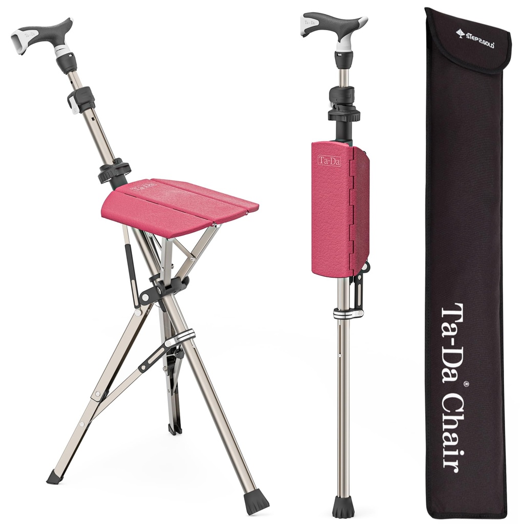 Ta-Da Chair PRO - Walking Stick with Seat, Ultra-Light Aluminium Frame & Sturdy Foldable St