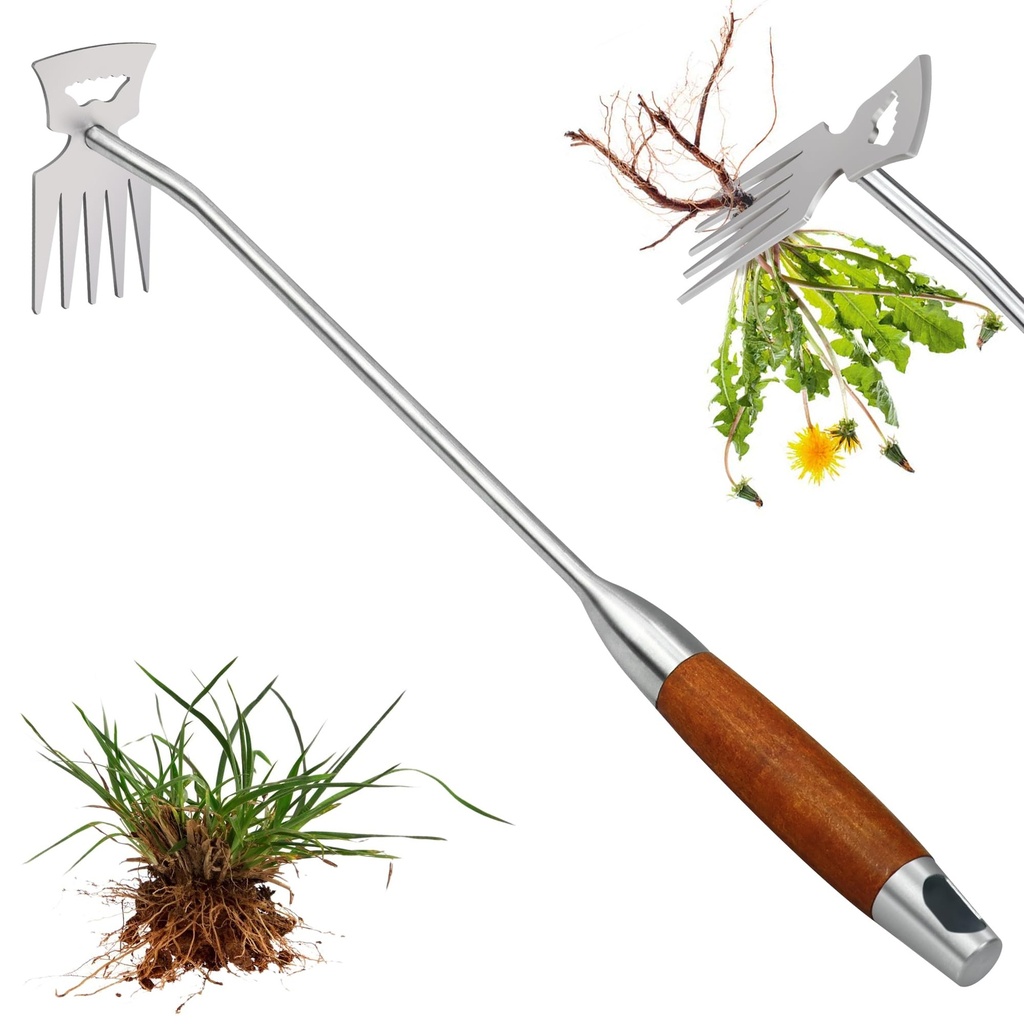 Upgraded Weed Remover Tool 5 Teeth Weeding Tools for Garden Stainless Steel Hand Weed Pulle