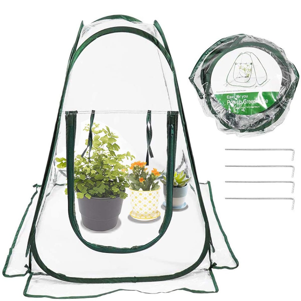 HH-LIFE 1 pieces Mini Pop Up Greenhouse Mini Plant Covers Greenhouse Tent Flower Shelter 27"