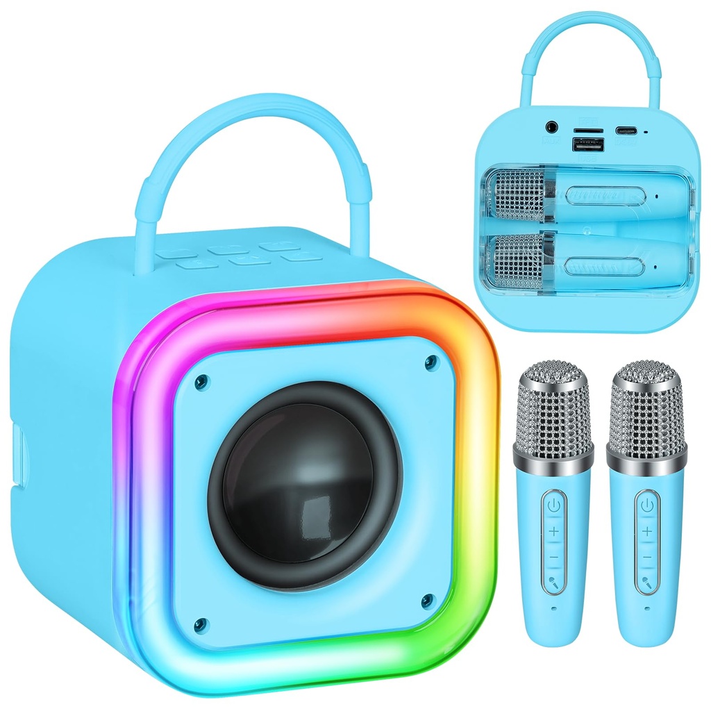 Spinosaurus Mini Karaoke Machine for Kids,Wireless Microphones with Portable Bluetooth Spea