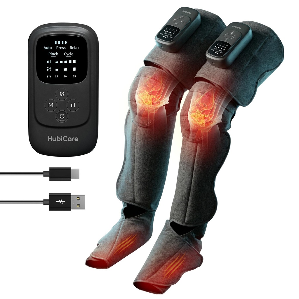 HuBDIC HubiCare Cordless Leg Massager with Heat and Air Compression for Circulation and Pain