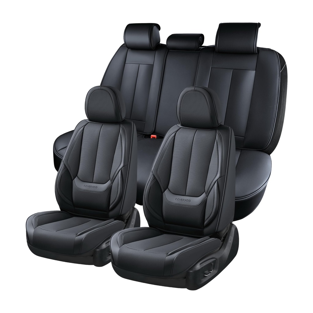 Coverado Car Seat Covers, Universal Car Seat Protector Nappa PU Leather
