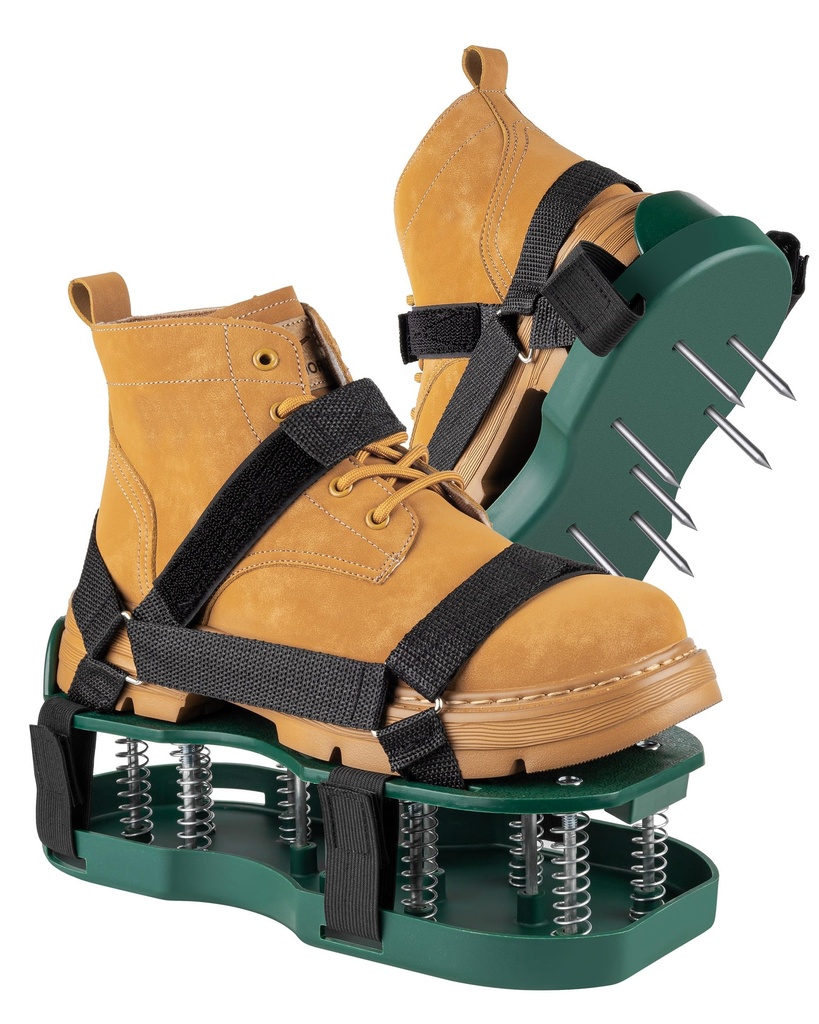 Signstek Lawn Aerator Shoes with Double Spring Design - Easy Strap-On Spike Shoes for Grass