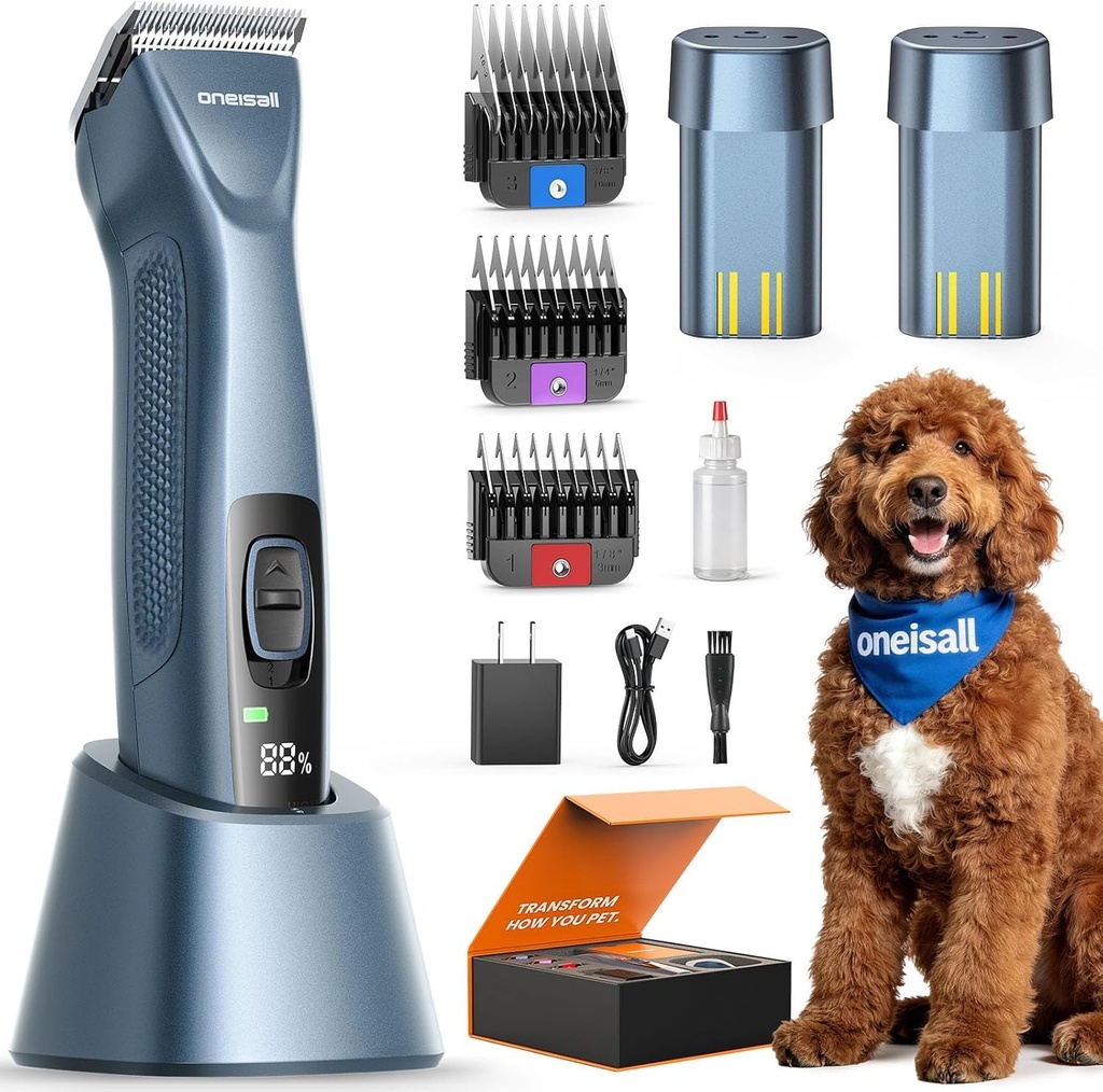 oneisall Professional Dog Clippers with Dual Battery