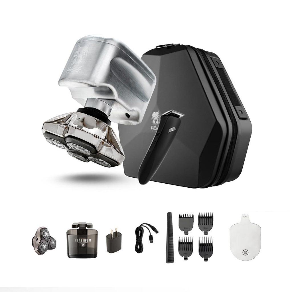 Skull Shaver Pitbull Diamond PRO Head and Face Shaver - Ultimate Men's Grooming Kit - Elect
