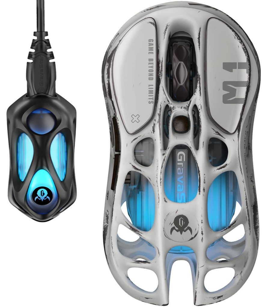 GravaStar Computer Mouse, Mercury M1 Pro Wireless Gaming Mouse with PAW3395DM Sensor, Magne