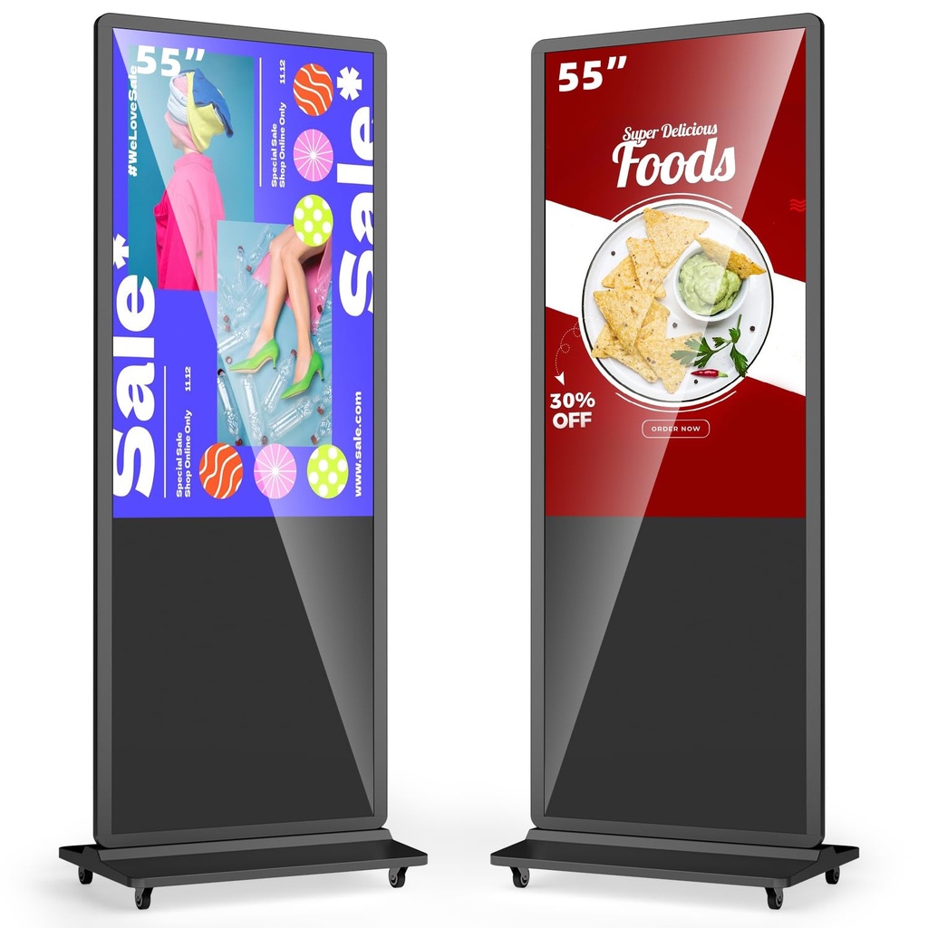 MWE 55 Inch 4K Digital Signage Display Kiosk, LCD Totem Advertising Display Screen with 4 W