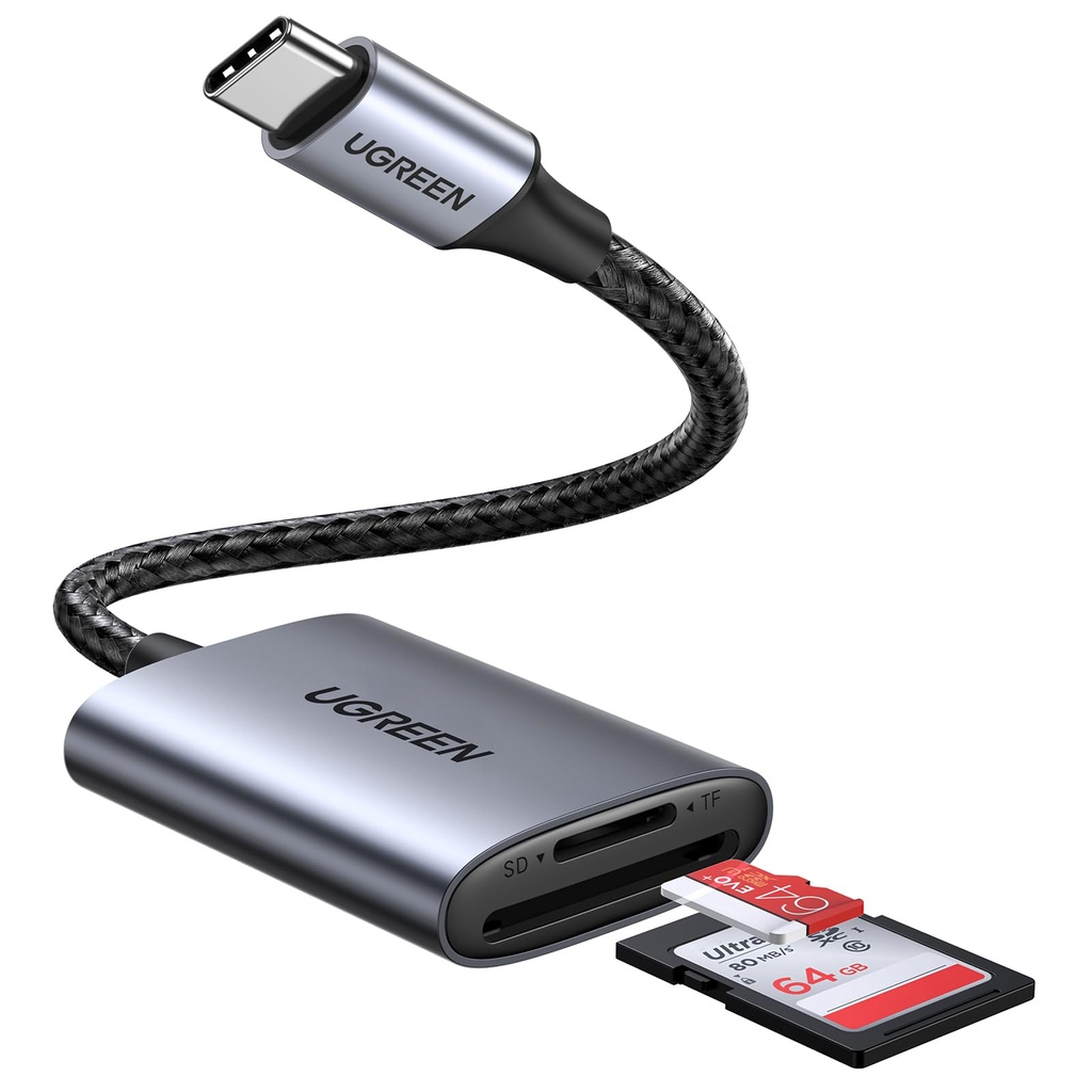 UGREEN SD Card Reader, USB C 170MB/s Adapter with Dual-Slot for TF/SD