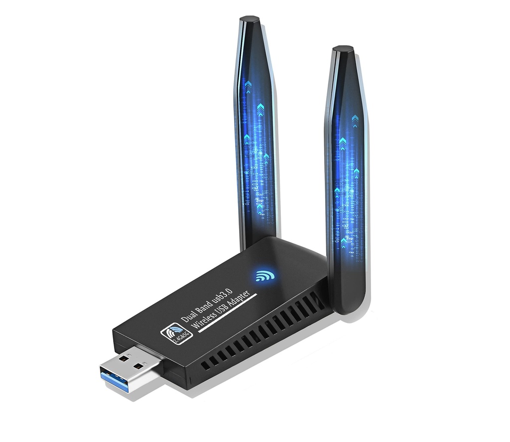 1300Mbps USB WiFi Dongle With Double Antenna, Dual Band 5GHz/2.4GHz High Gain Adapter for P