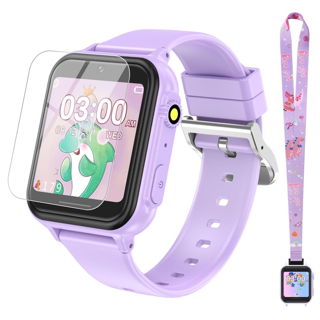 2G Smart Watch for Kids Gift for Girls Ages 4-12 - Includes Screen Protector, 30+ Games, 14