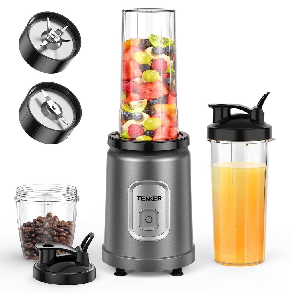 TENKER Smoothie Blender Personal Size for Shakes and Smoothies, with 2 * 650ml Blending Cup