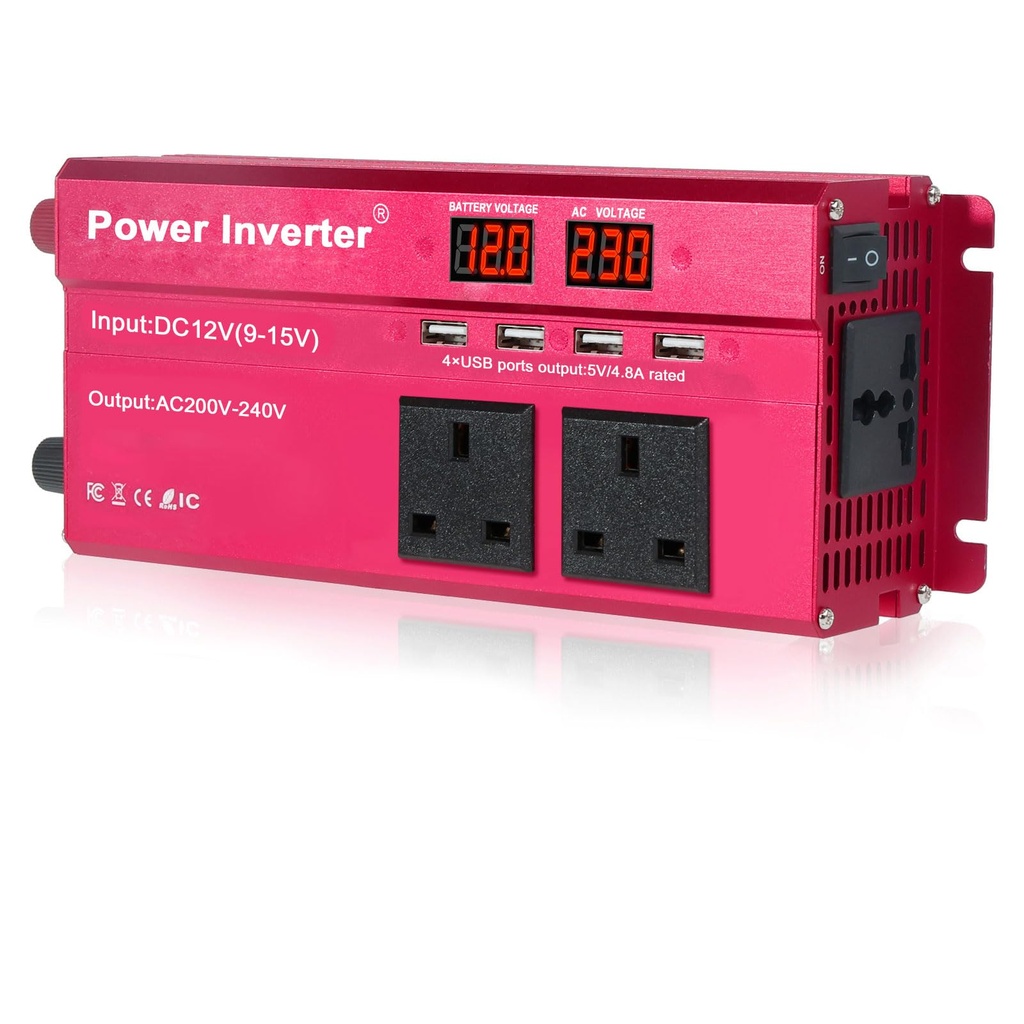 LVYUAN 2000W Power Inverter DC 12V to 240V AC Car Converter 850W Continus