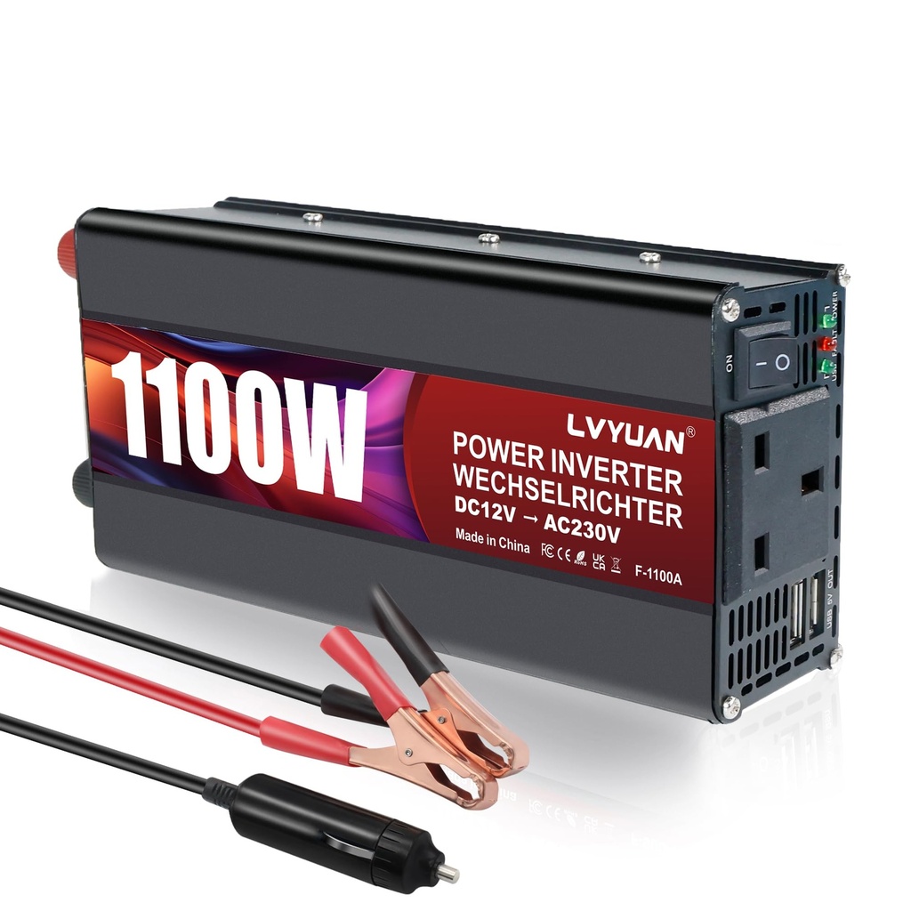 LVYUAN Inverter 12V to 240V 1100W Voltage Converter