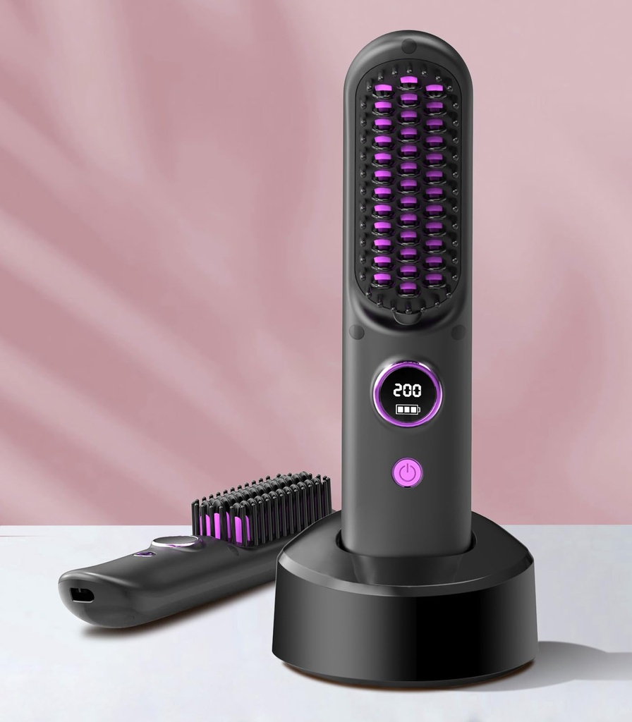 Cordless Hair Straighteners Brush with Charging Dock 8400mAh As Seen on TV