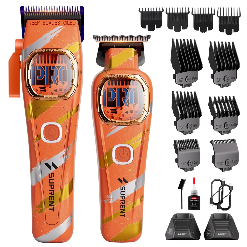 SUPRENT Professional Hair Clippers for Men - Cordless Barber Clippers & Zero-gapped Trimmer