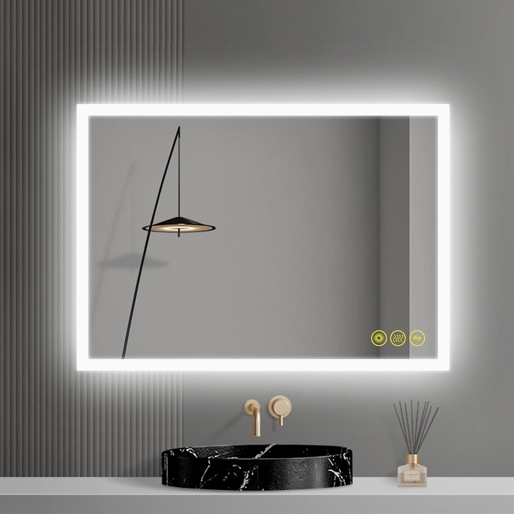 ICYWANG Bathroom Mirror with LED Lights 500x700 mm Illuminated Dimmable Backlit Wall Mounted