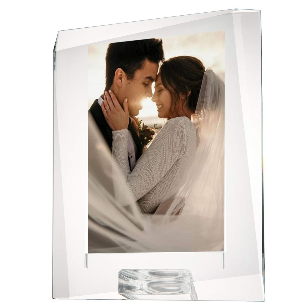 DONOUCLS Crystal Picture Frame, 4" x 6" Clear Photo Frames With Stand Tabletop, Gift Boxed D
