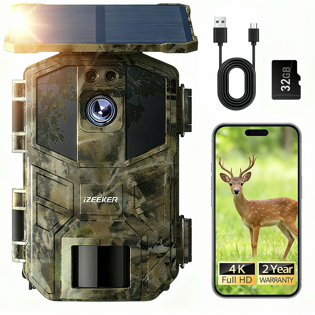 iZEEKER Wildlife Camera with Night Vision Motion Activated, Wildlife Camera WiFi Solar 4K 6