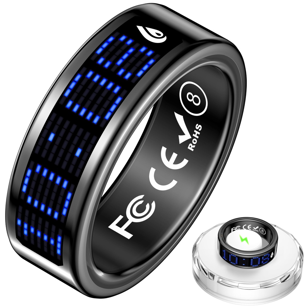 findtime Smart Ring with Display Heart Rate Sleep Tracker Blood Oxygen Monitor Tasbih Finge