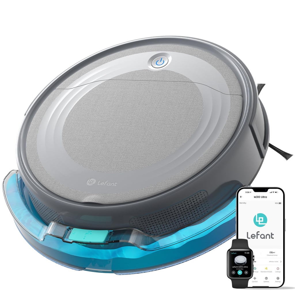 Lefant Robot Vacuum Cleaner with Mop M310 Ultra, ToF Laser Navigation, 170 Min, 6000Pa Ultr
