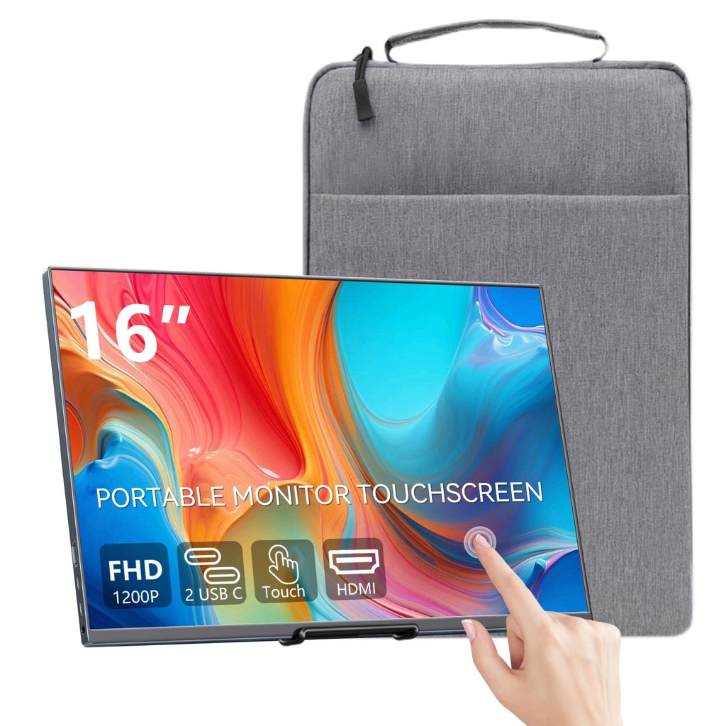 Showscren 16 Inch Portable Touchscreen Monitor, 1920x1200 HDR IPS, Ultra Slim All-Metal, USB