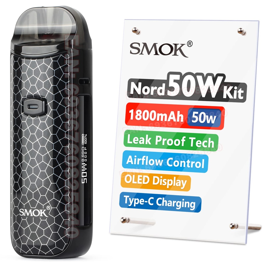 SMOK Nord 50W 1800mAh E-Cigarette Vape Starter Kit, Leak Proof Technology Coil & Pod, 2ml A