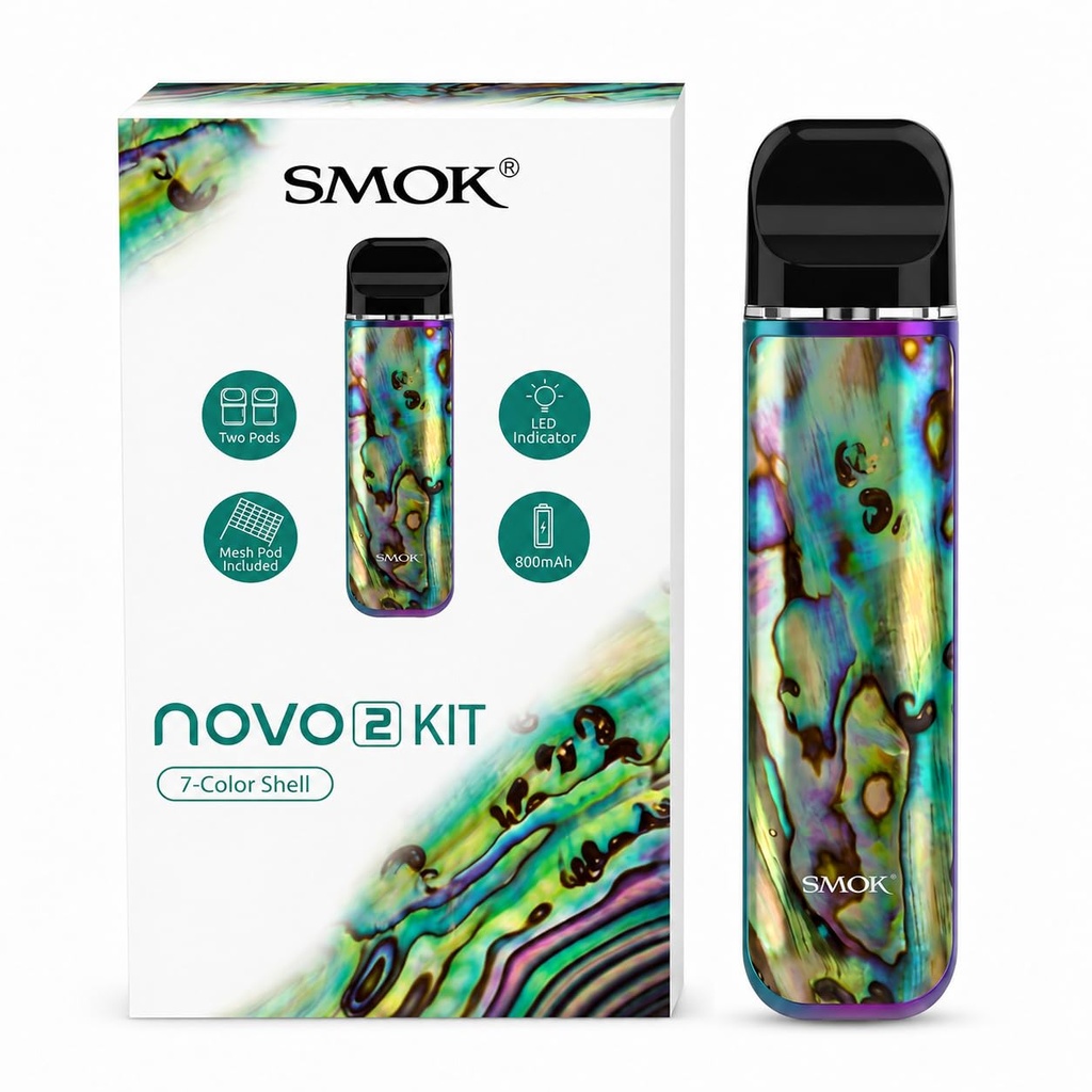 SMOK NOVO 2 Refillable Pod Vape Kit [Rainbow Shell] - Compact, Portable