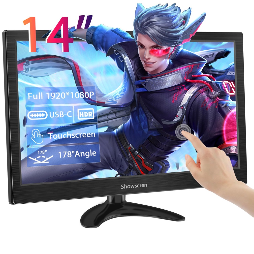 14inch Touch Screen Computer Monitor FHD 1080P 99%sRGB IPS Touchscreen