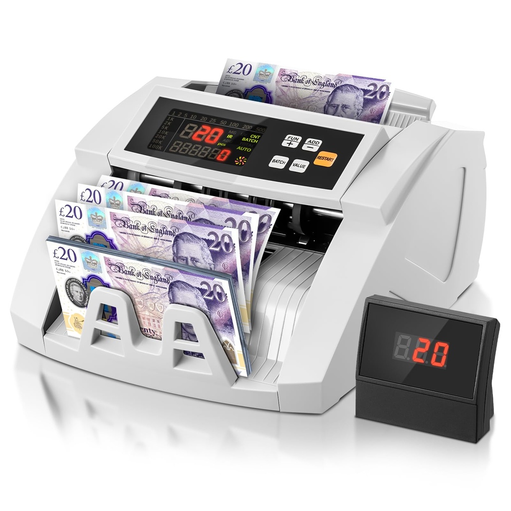 FOHERE Money Counter Machine, Professional Bill Counter with UV/IR/DD Counterfeit Detection,