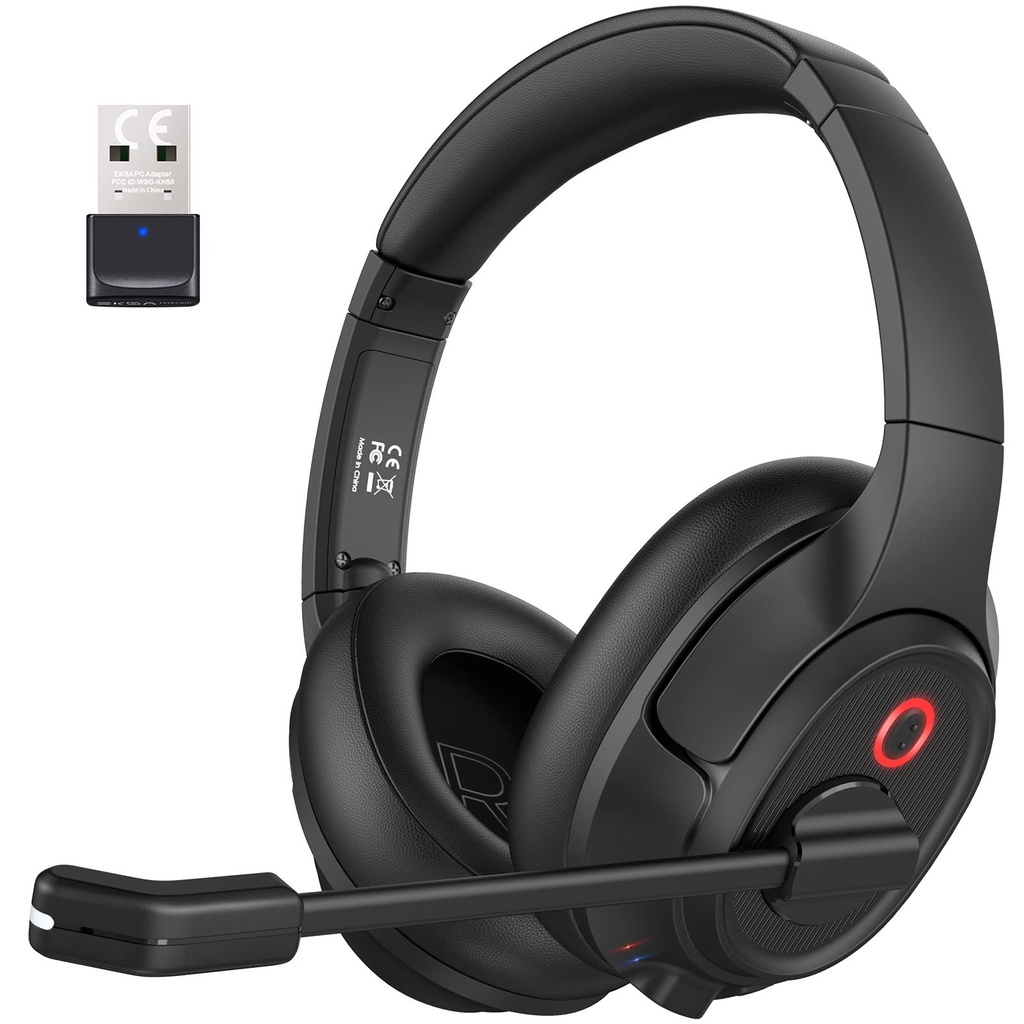 EKSA H6 Wireless Headset with Microphone & USB Dongle [Up to 55 Hours & 10 Metre Range] Blu