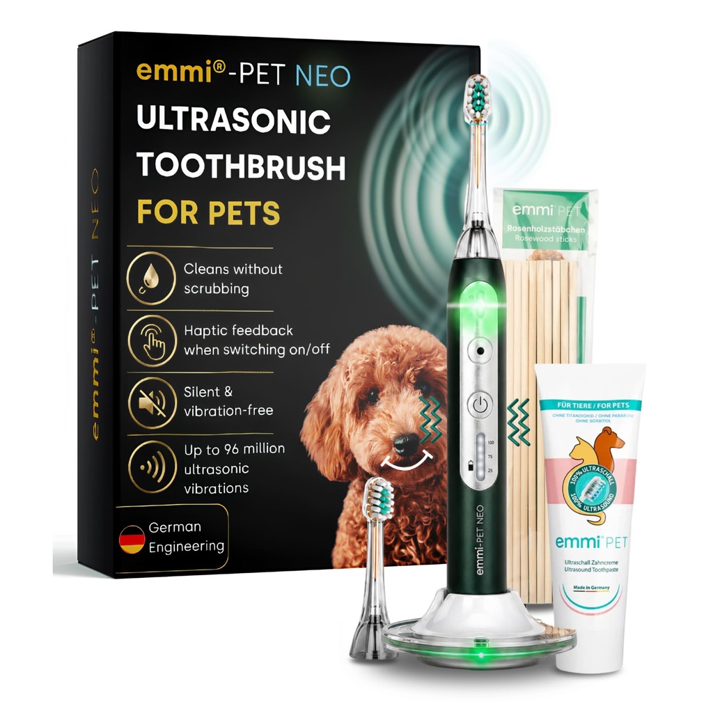 emmi-PET NEO Ultrasonic Dog Toothbrush | Silent Dog Toothbrush with 3 Cleaning Modes to Hel